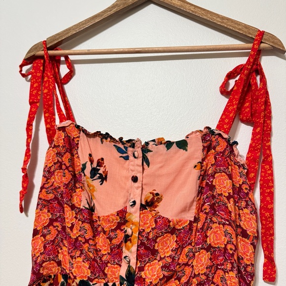 Free People Floral Lover Boy Maxi Dress Size 8 long button down - Picture 5 of 9